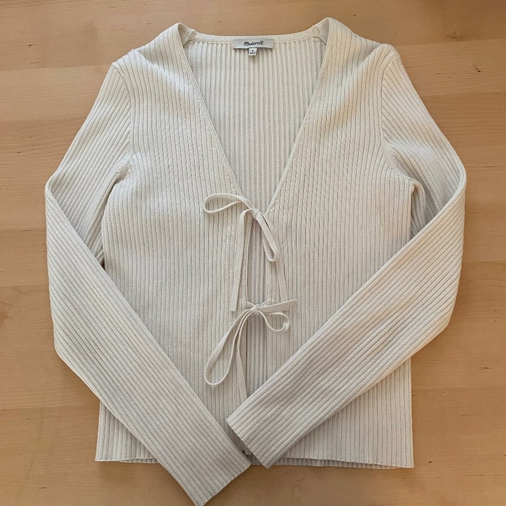 Cream Madewell Tie Cardigan